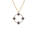 14K Diamond and Sapphire Clover Necklace by Orlina Fine
