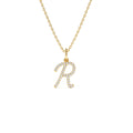 14K Diamond Script Initial Necklace by Orlina Fine
