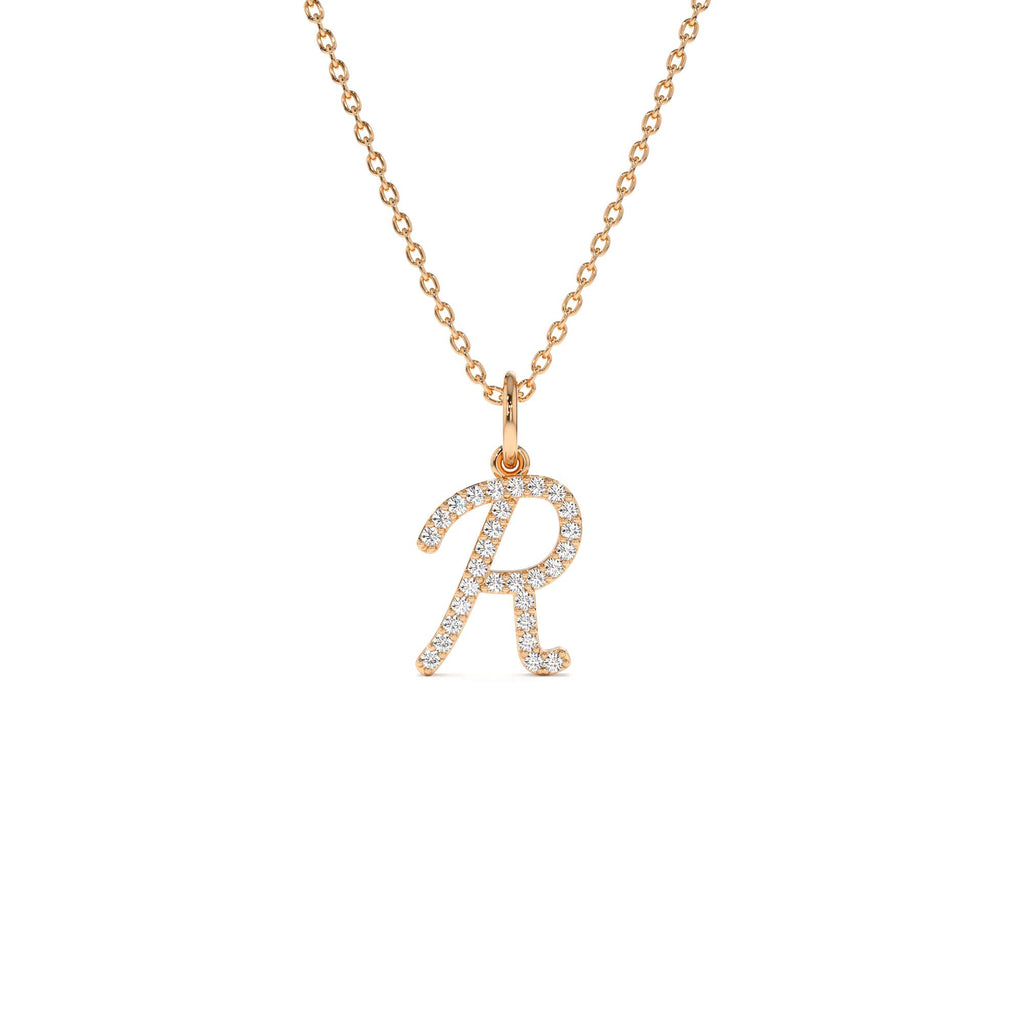 14K Diamond Script Initial Necklace - view 2