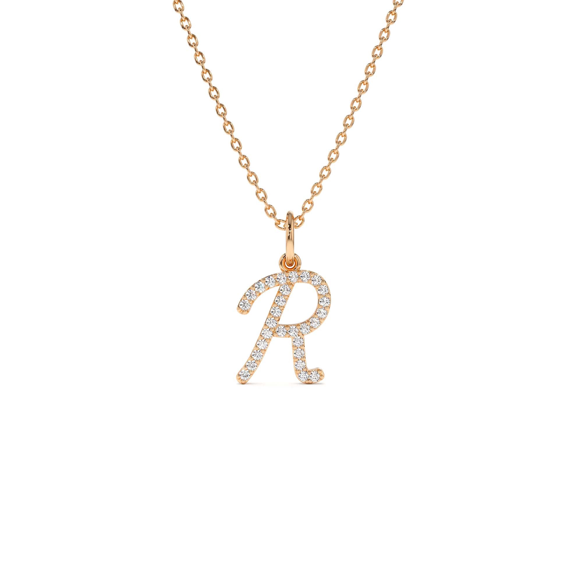 14K Diamond Script Initial Necklace - view 2