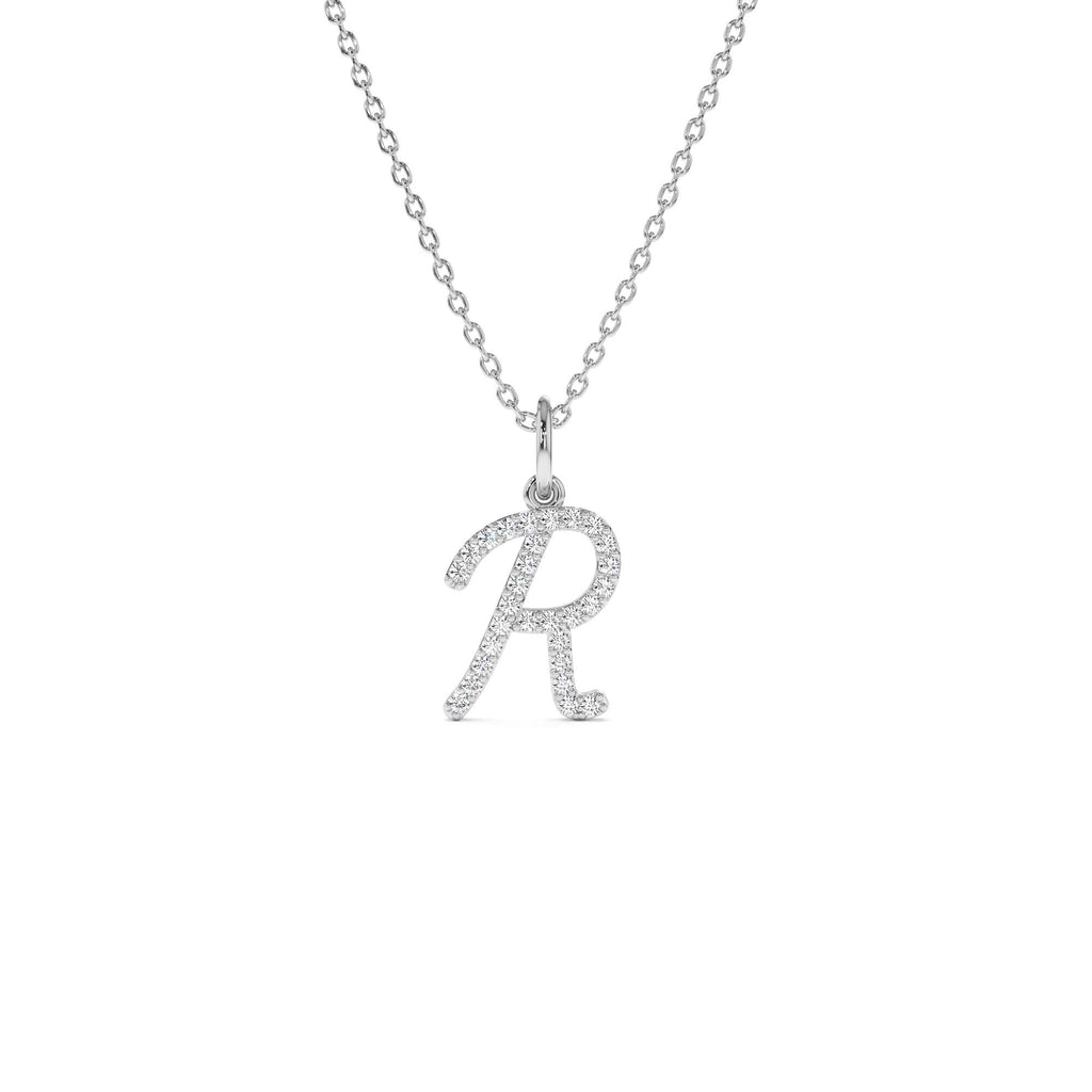 14K Diamond Script Initial Necklace - view 3