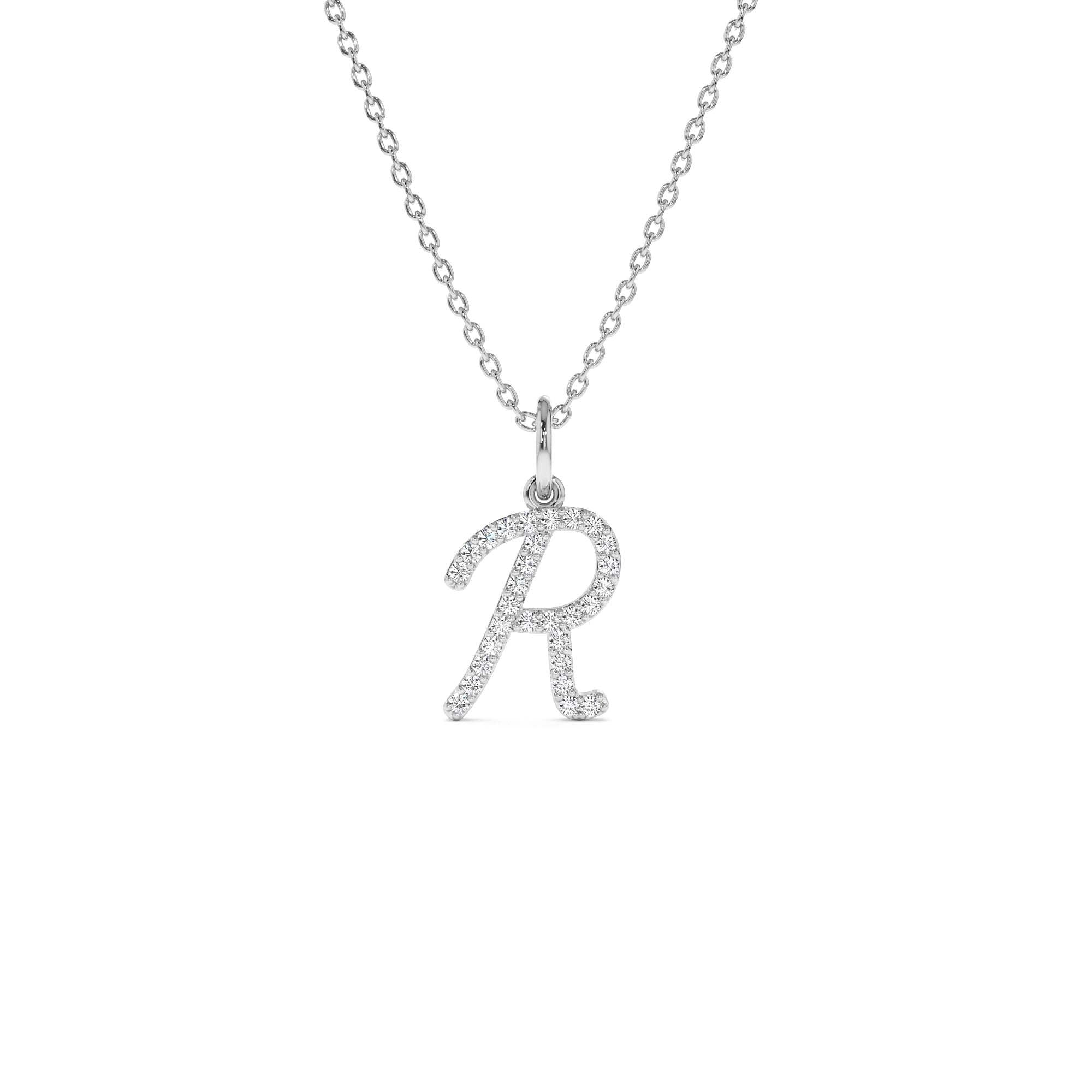 14K Diamond Script Initial Necklace - view 3