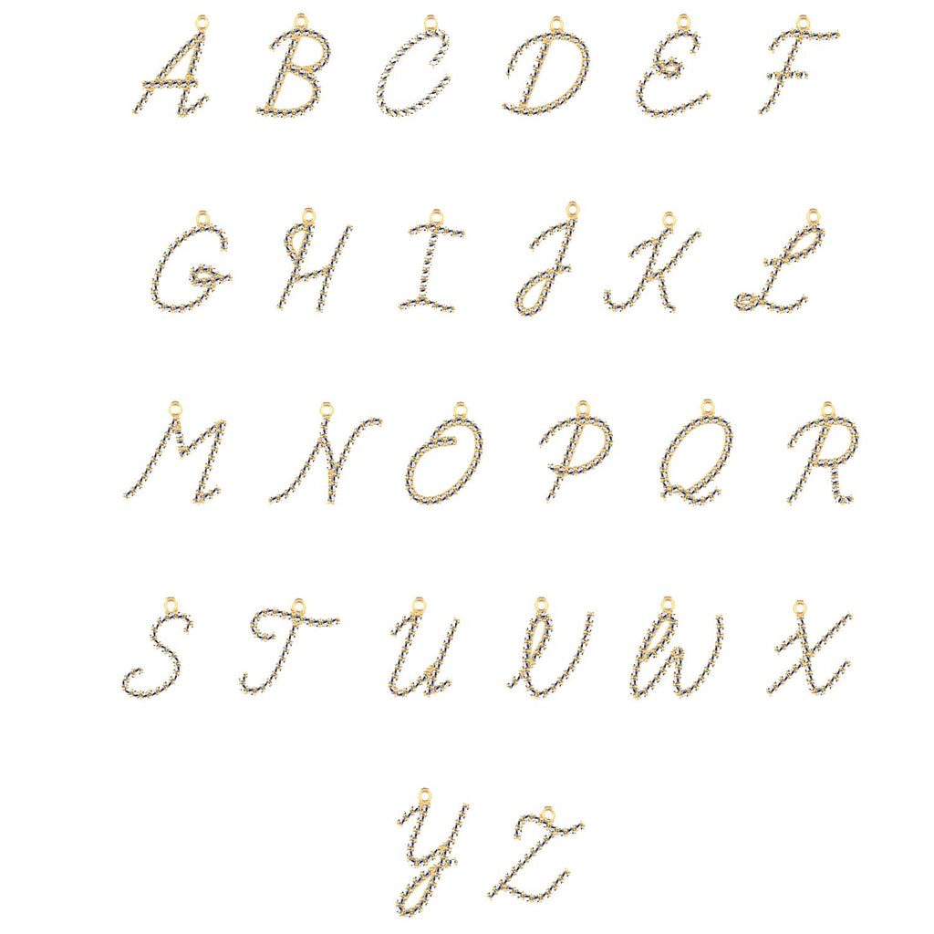 14K Diamond Script Initial Necklace - view 4