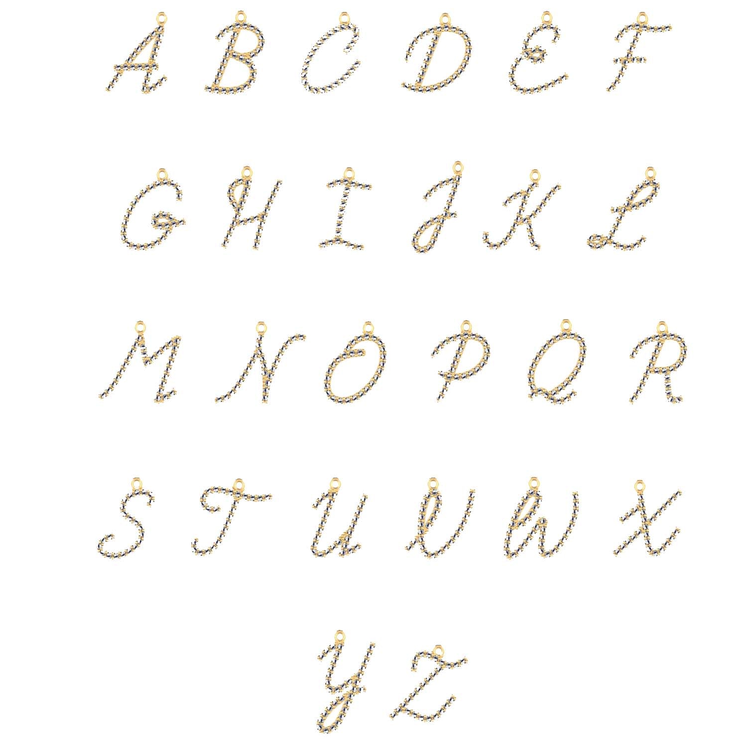 14K Diamond Script Initial Necklace - view 4