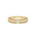14K Beaded Baguette and Round Diamond Ring by Orlina Fine