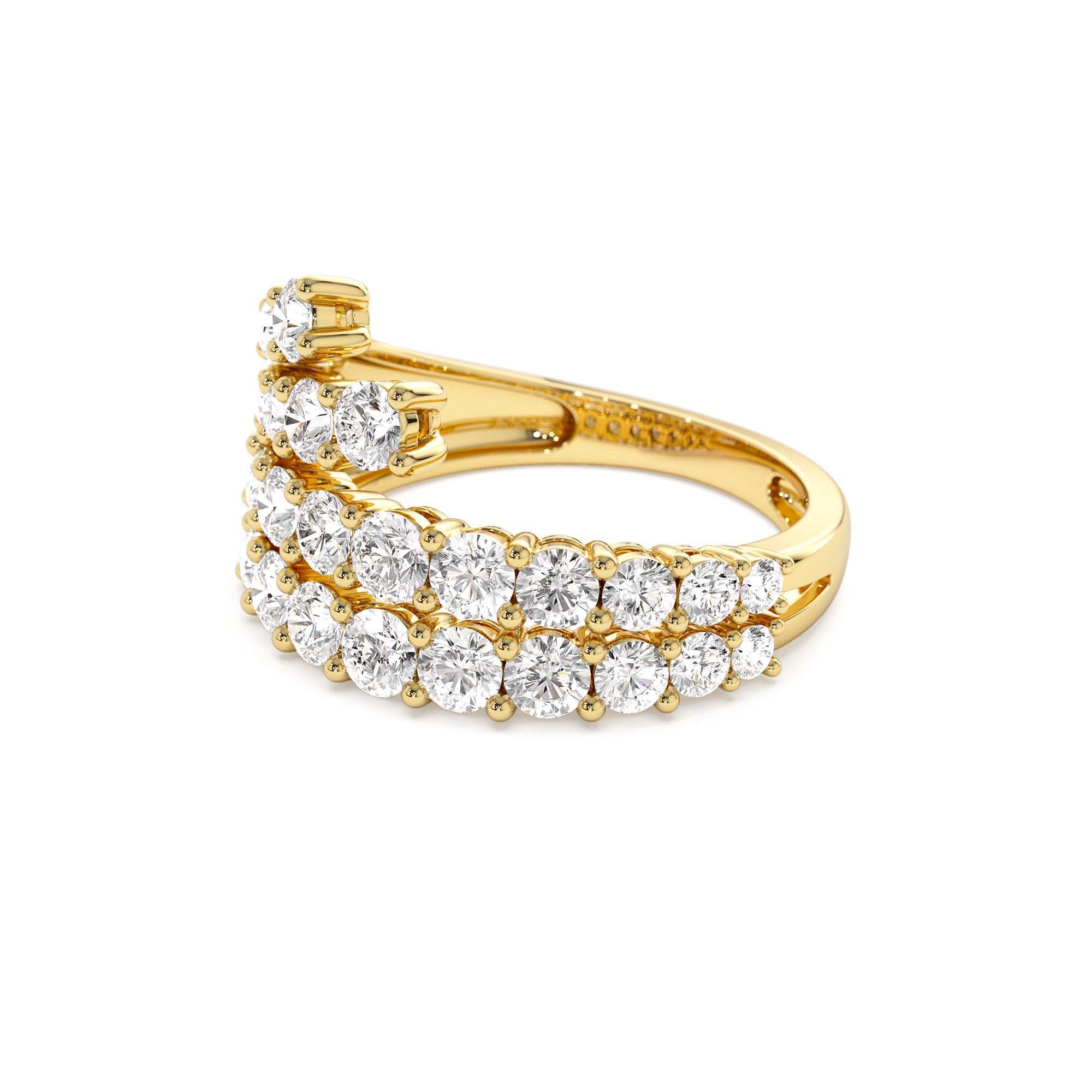 14K Wave Diamond Statement Ring - view 4