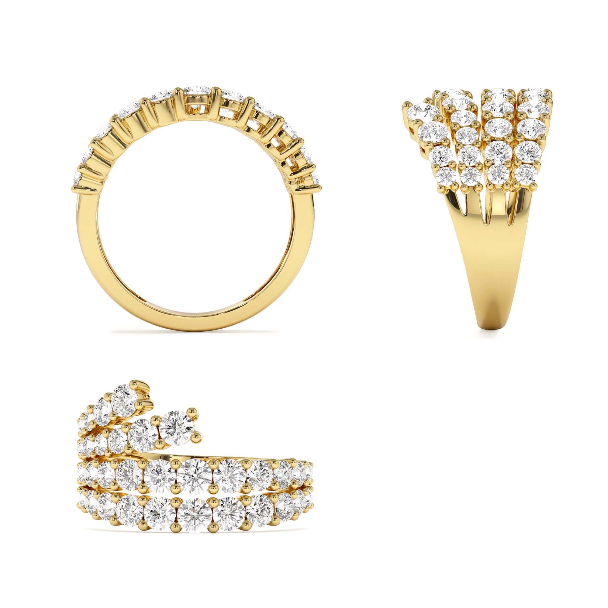 14K Wave Diamond Statement Ring - view 5
