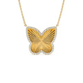14K Textured Diamond Butterfly Charm Pendant by Orlina Fine