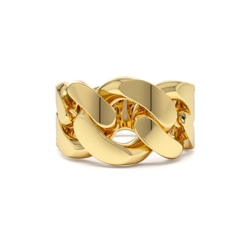 14K Chunky Cuban Curb Chain Link Ring by Orlina Fine