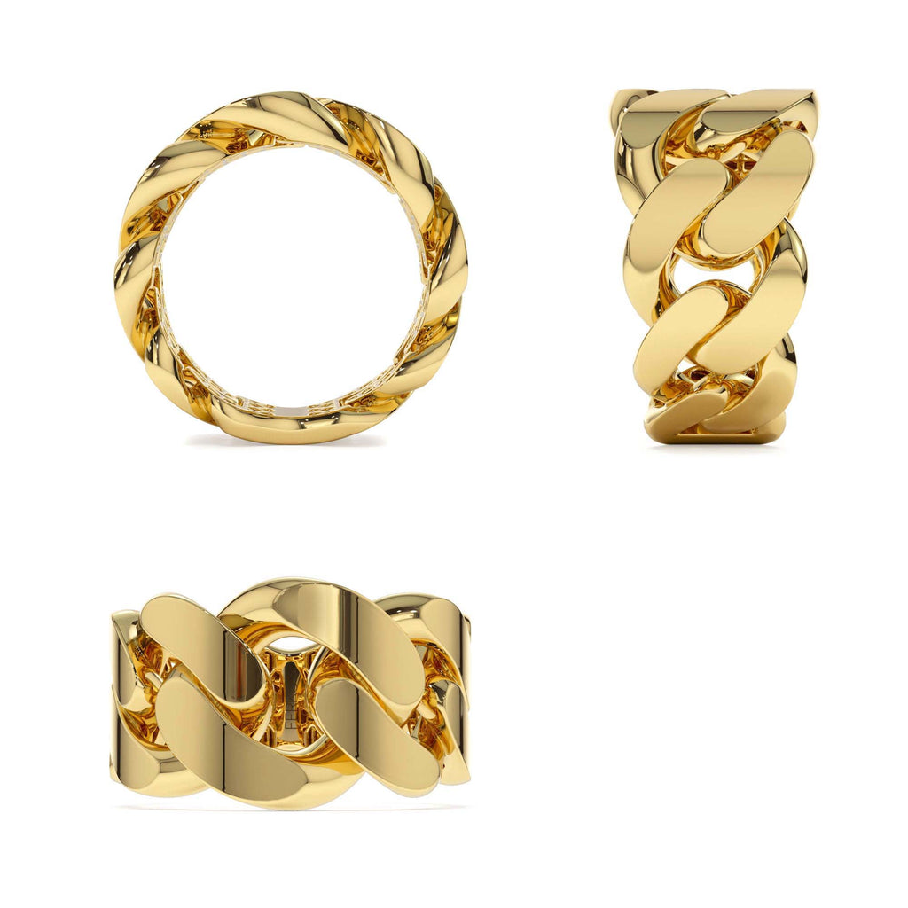 14K Chunky Cuban Curb Chain Link Ring - view 5