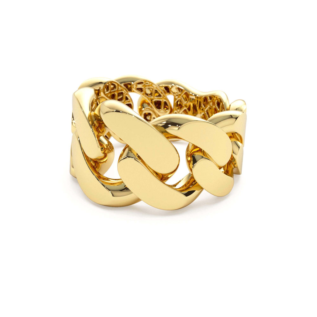 14K Chunky Cuban Curb Chain Link Ring - view 4