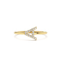 14K Sideways Diamond Letter Personalized Ring by Orlina Fine