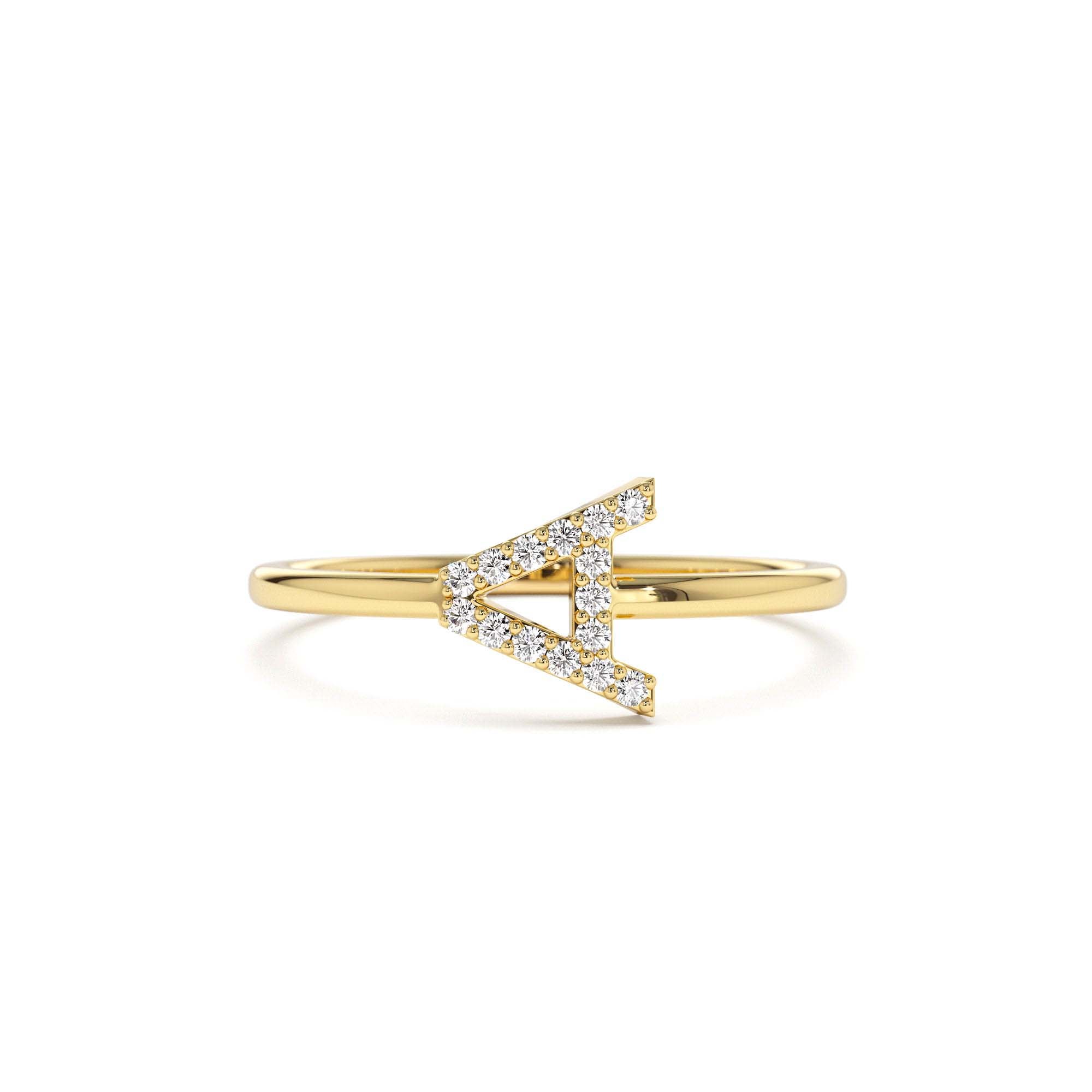 14K Sideways Diamond Letter Personalized Ring by Orlina Fine