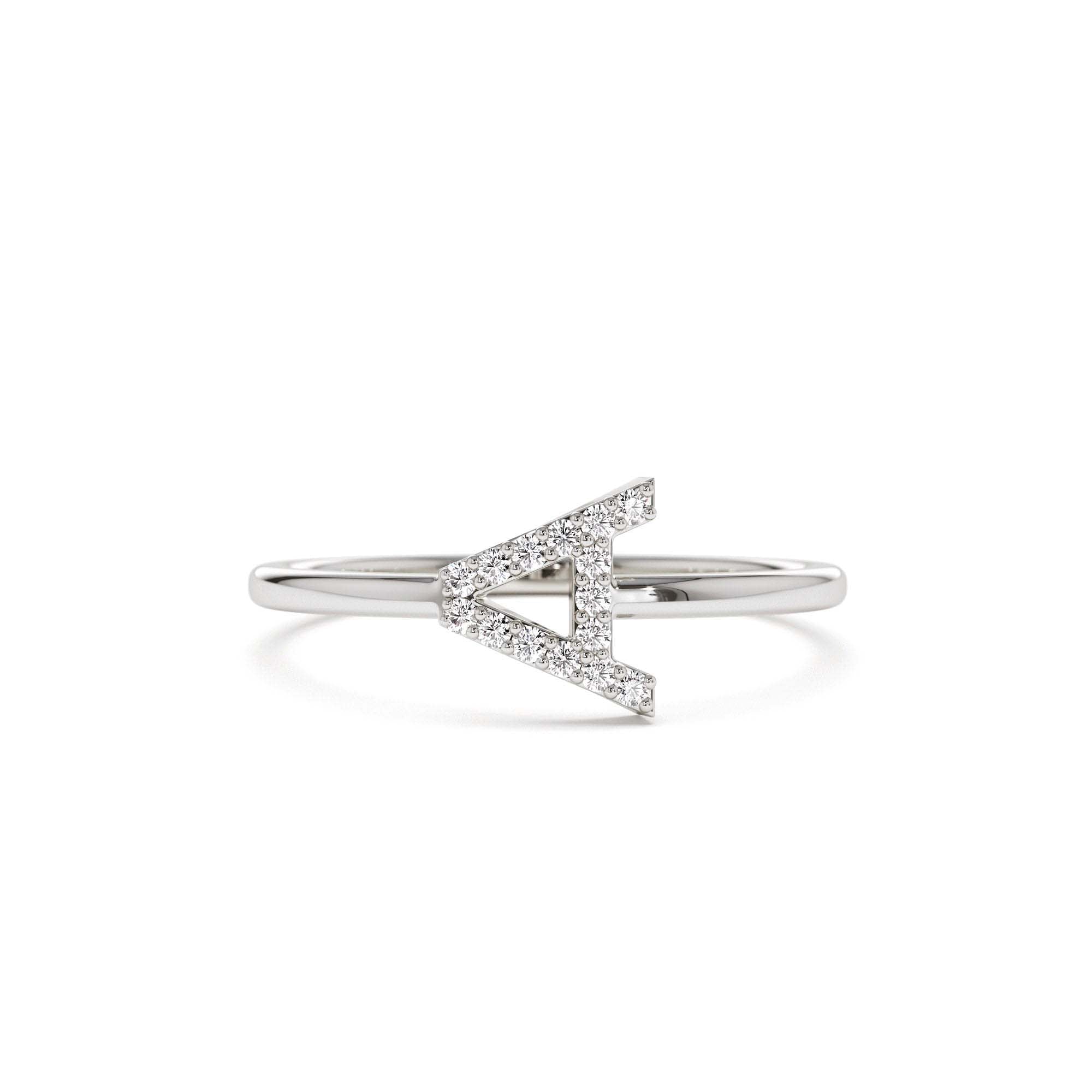 14K Sideways Diamond Letter Personalized Ring - view 3