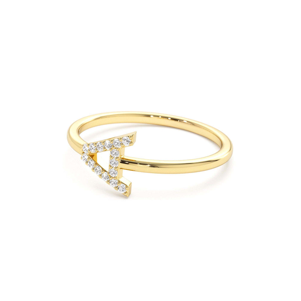 14K Sideways Diamond Letter Personalized Ring - view 5