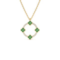 14K Diamond and Emerald Clover Necklace by Orlina Fine