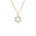 14K Star of David Round Diamond Necklace by Orlina Fine