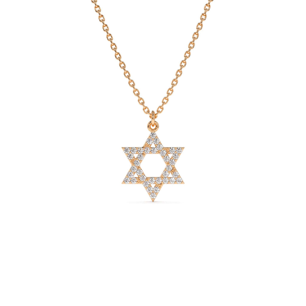 14K Star of David Round Diamond Necklace - view 2