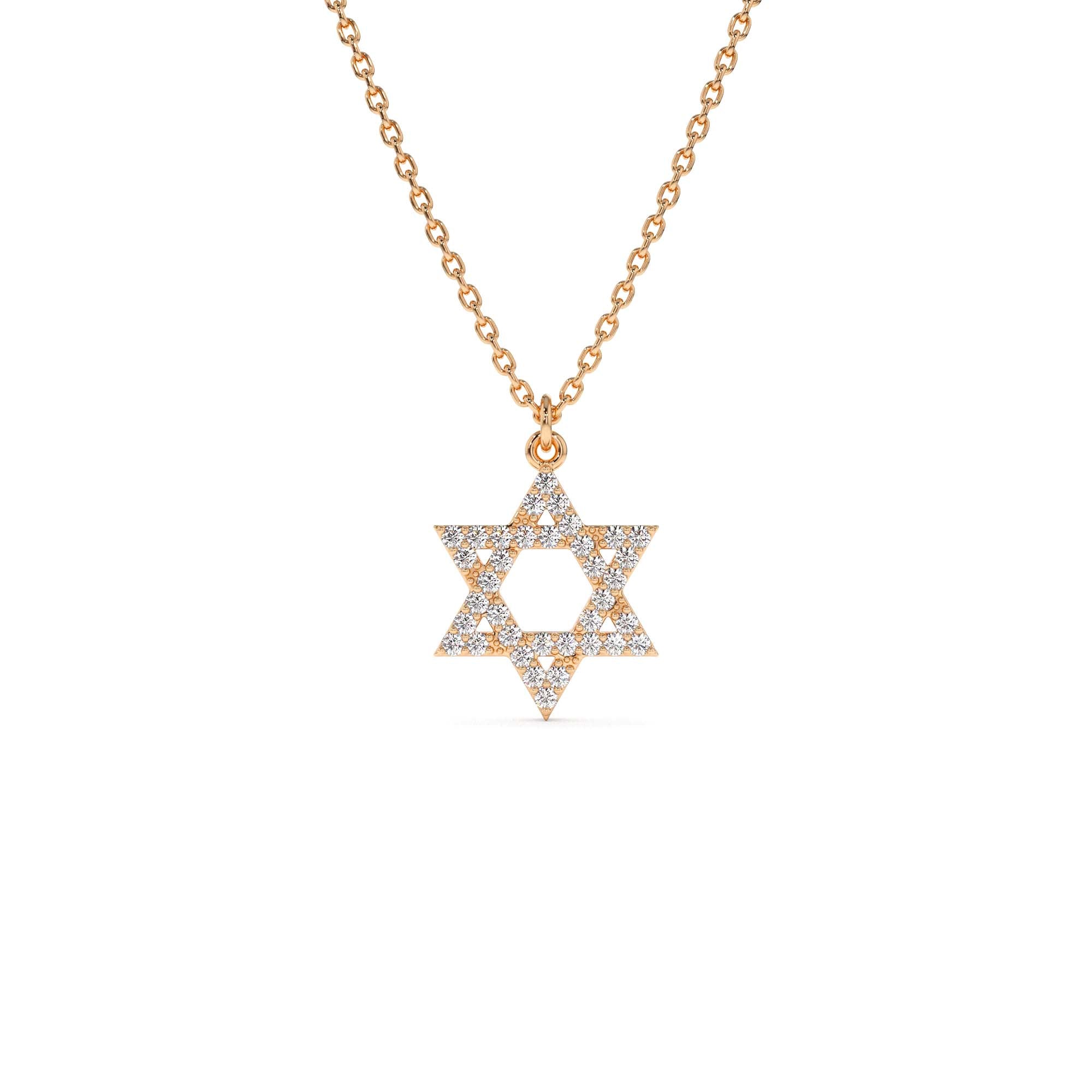 14K Star of David Round Diamond Necklace - view 2
