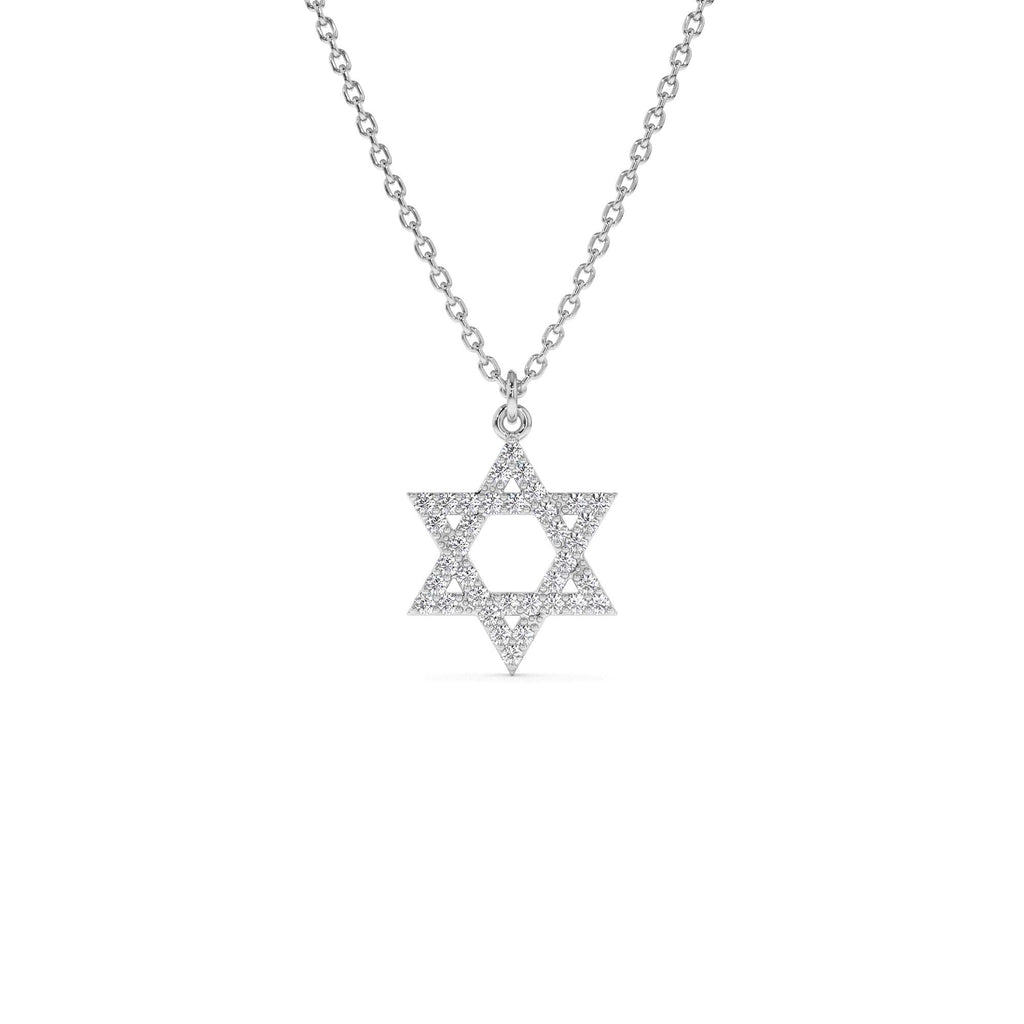 14K Star of David Round Diamond Necklace - view 3