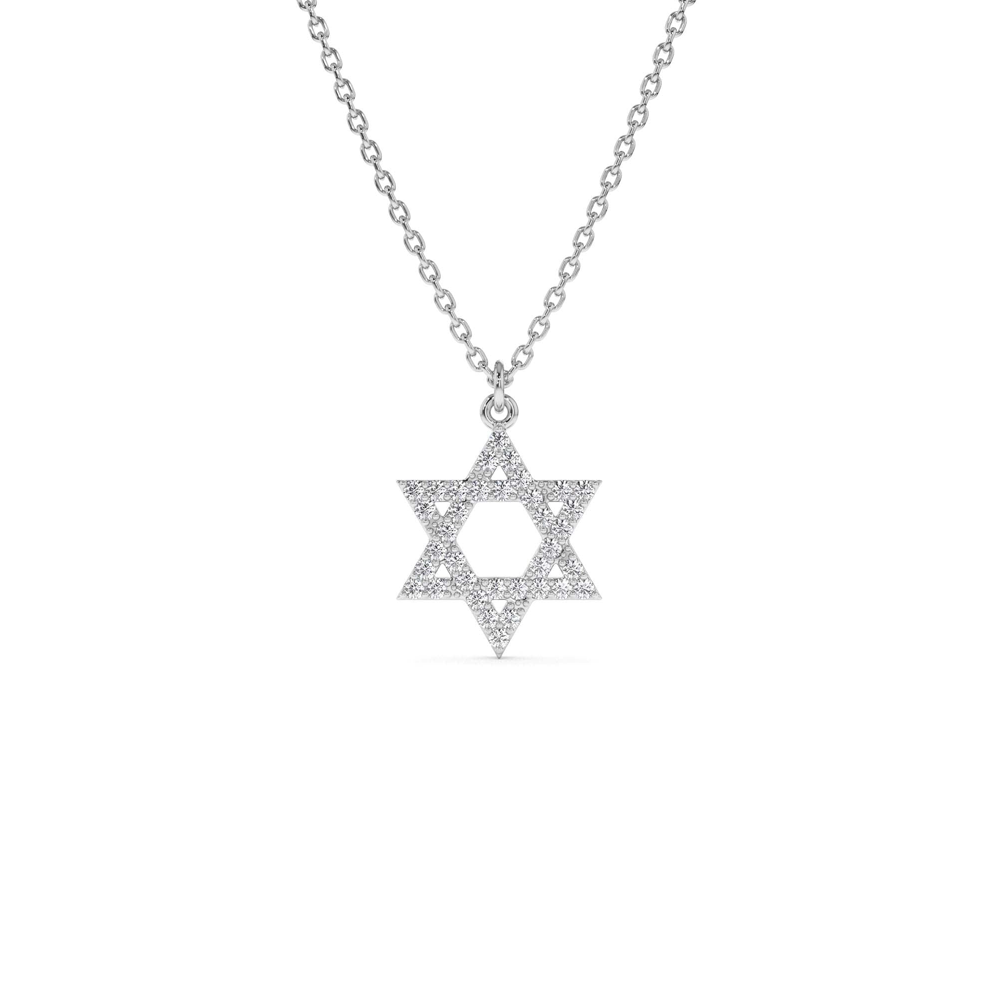 14K Star of David Round Diamond Necklace - view 3