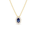 14K Sapphire Necklace with Halo Diamonds Necklace by Orlina Fine