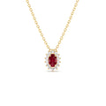14K Ruby Necklace with Halo Diamonds by Orlina Fine