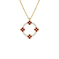 14K Diamond and Ruby Clover Necklace by Orlina Fine