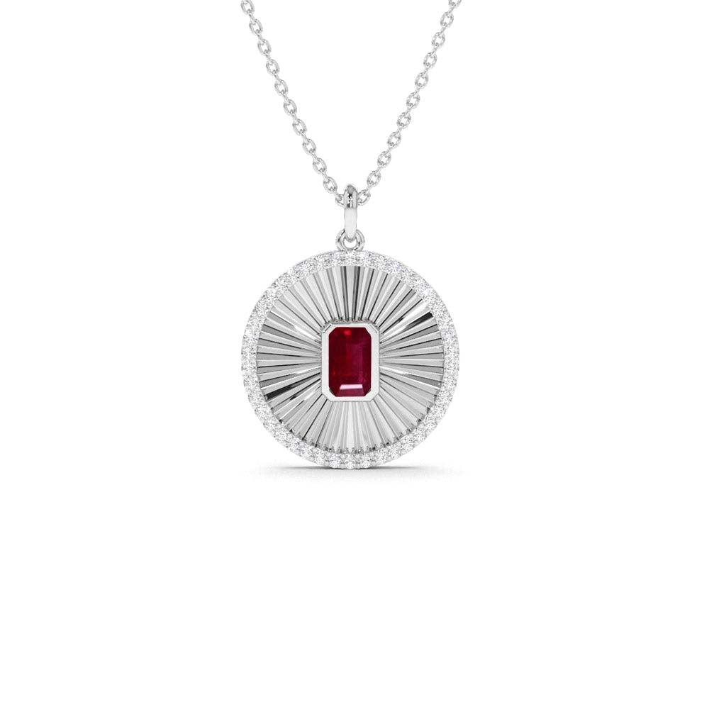 14K Ruby and Diamond Medallion Necklace - view 3