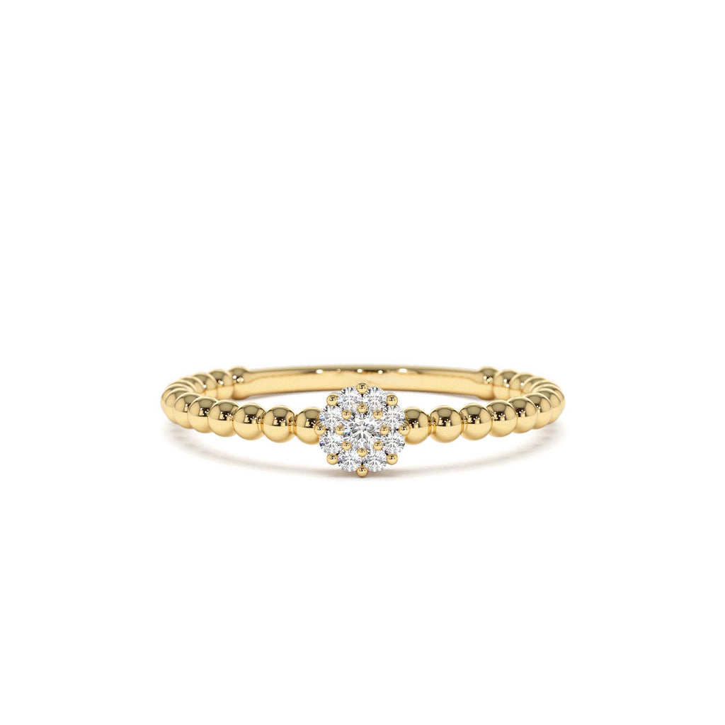 14K Gold Beaded Floral Diamond Ring by Orlina Fine