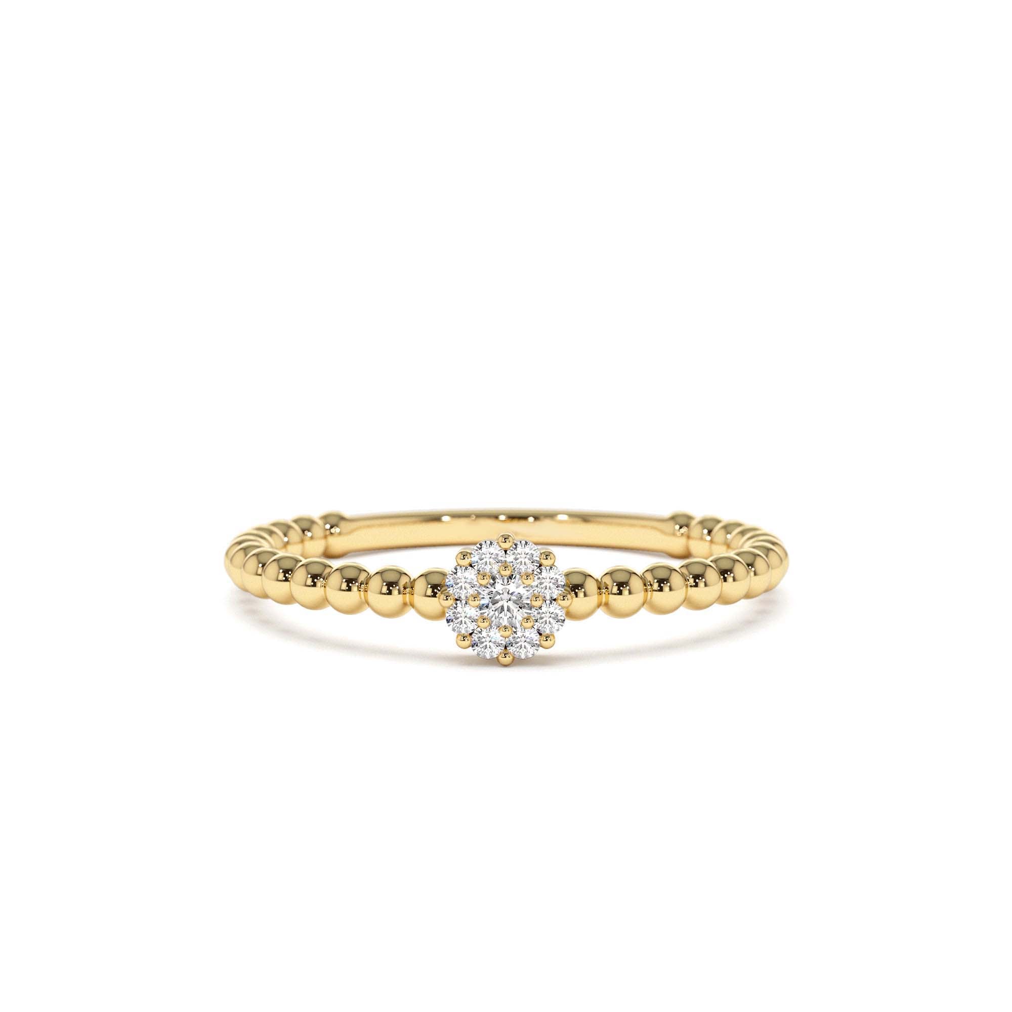14K Gold Beaded Floral Diamond Ring by Orlina Fine