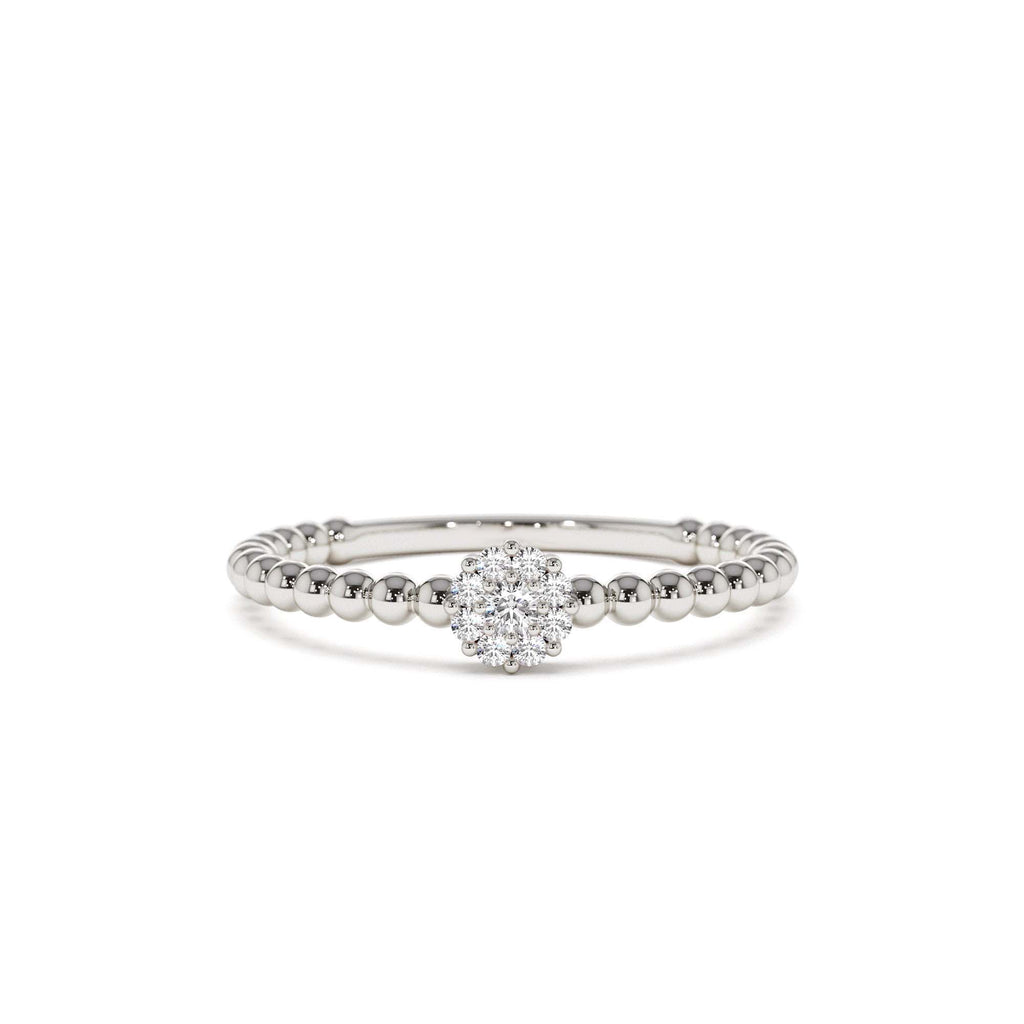 14K Gold Beaded Floral Diamond Ring - view 2