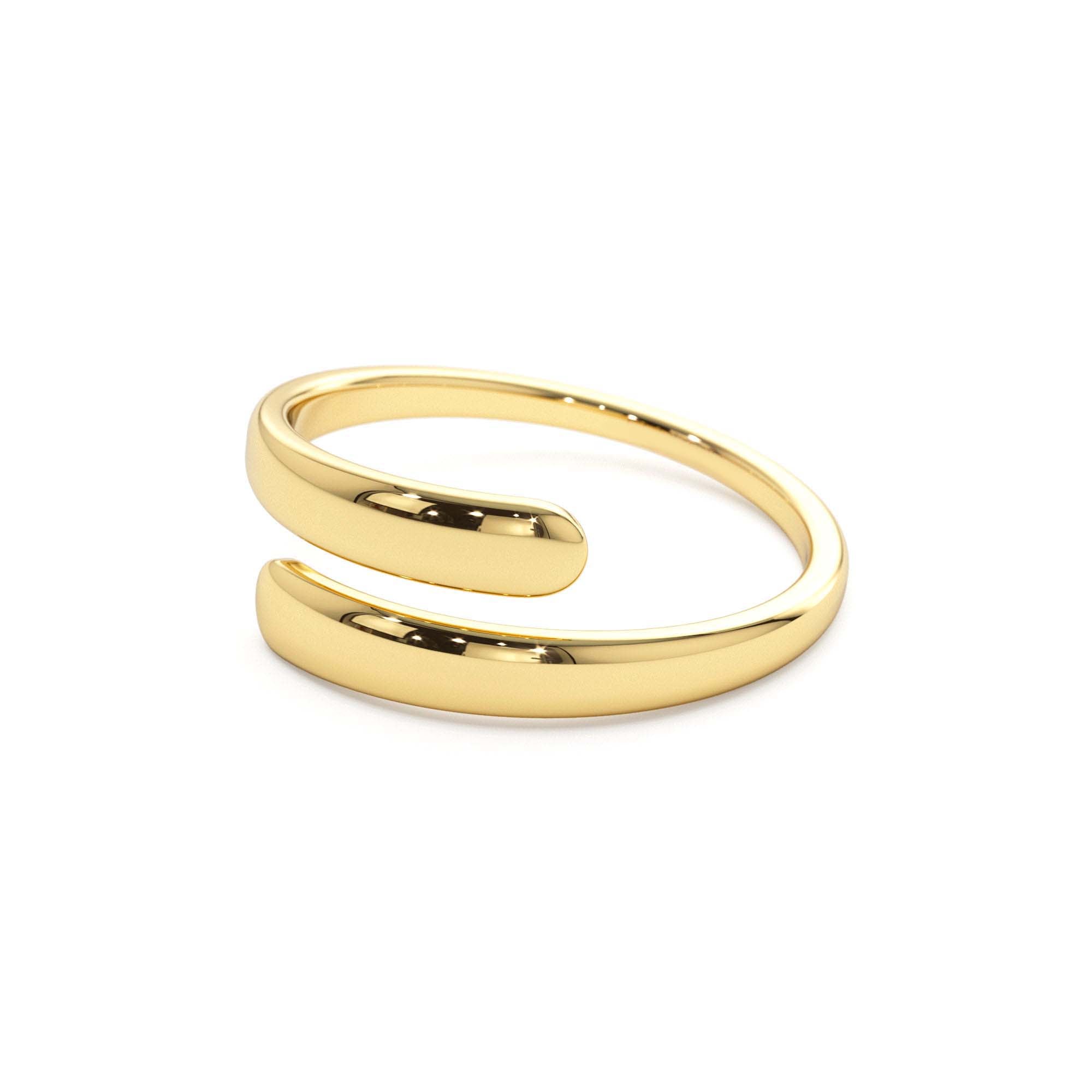 14K Plain Gold Crossover Ring - view 4