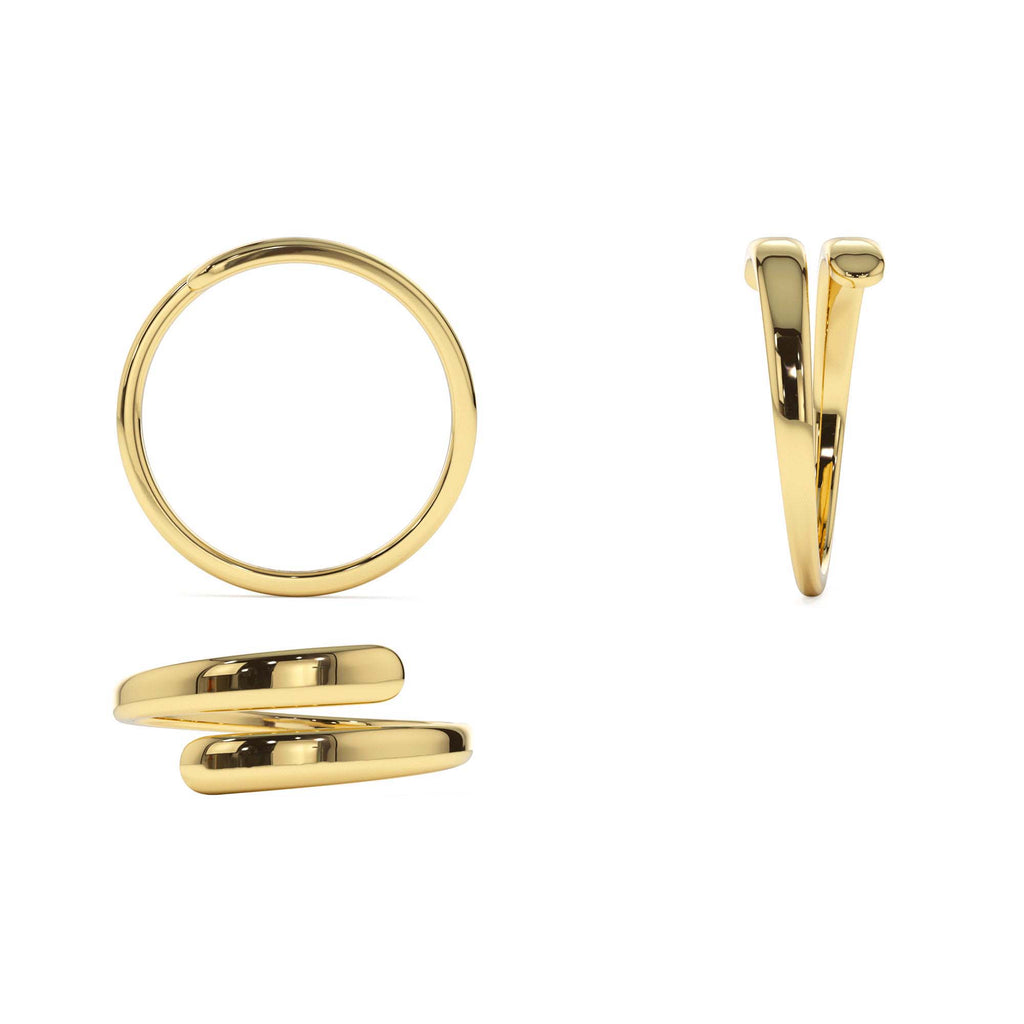 14K Plain Gold Crossover Ring - view 5