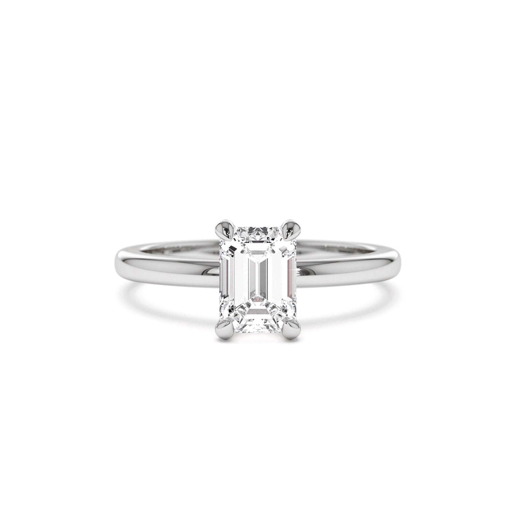0.75 - 1.50 CTW 14K Four Prong Setting Emerald Cut Lab Grown Diamond Engagement Ring - view 2