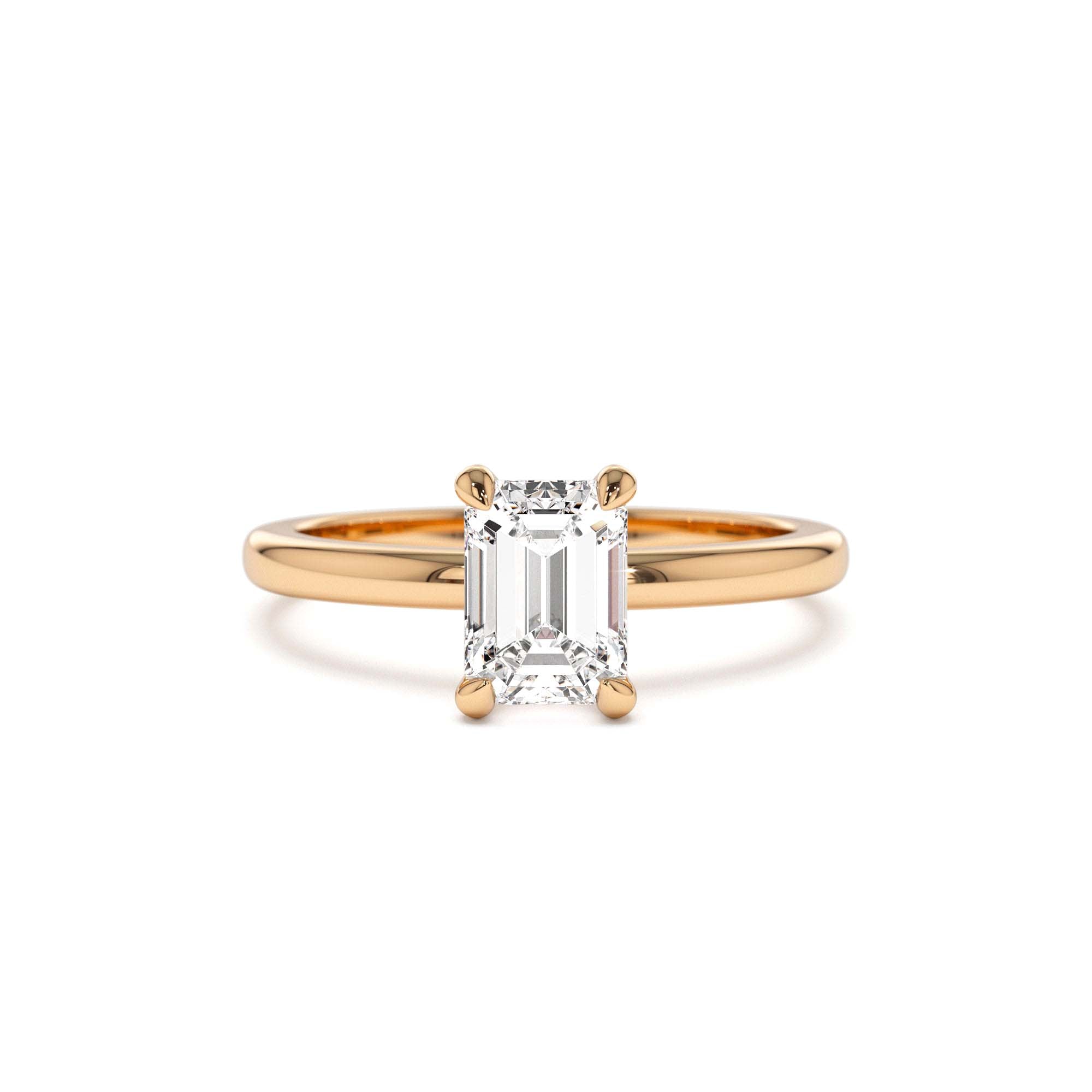 0.75 - 1.50 CTW 14K Four Prong Setting Emerald Cut Lab Grown Diamond Engagement Ring - view 3