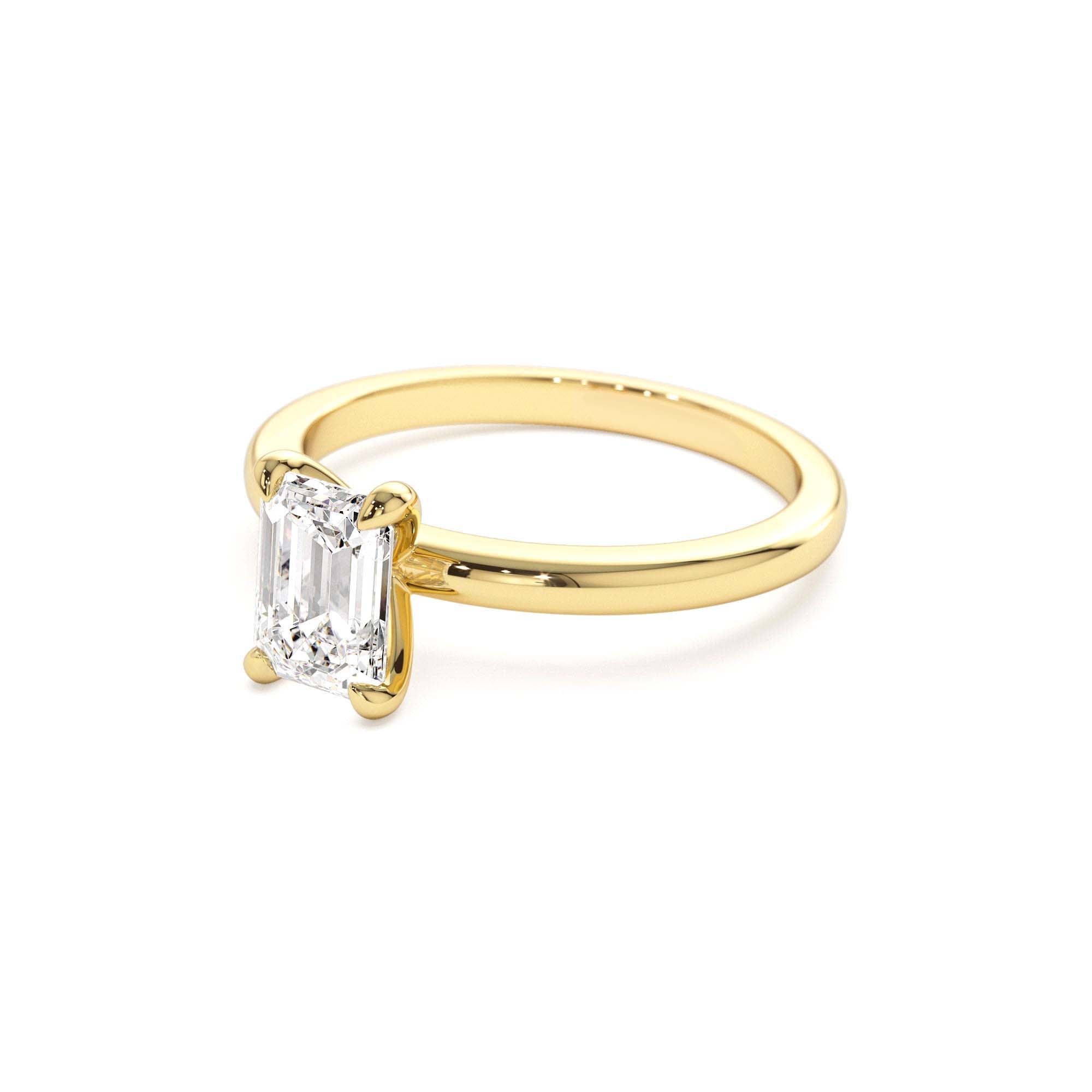 0.75 - 1.50 CTW 14K Four Prong Setting Emerald Cut Lab Grown Diamond Engagement Ring - view 4