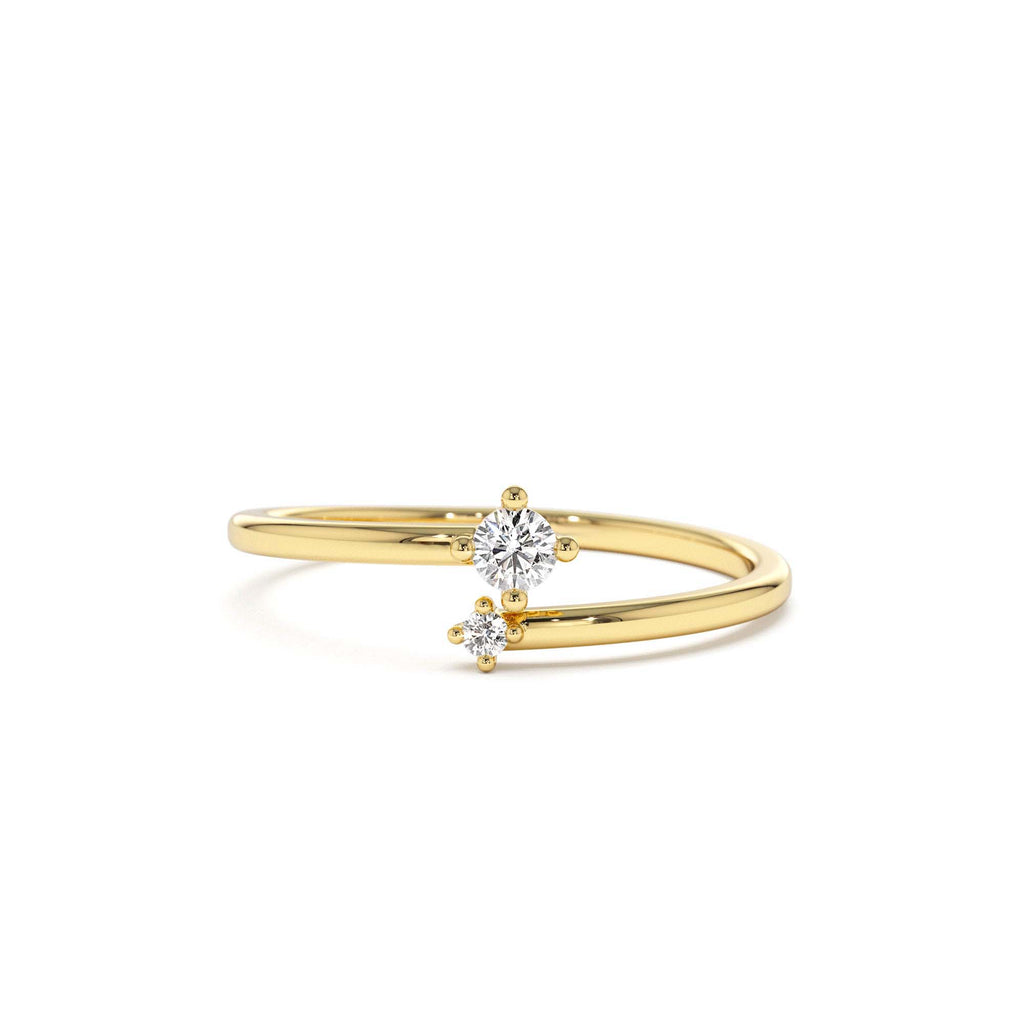 14K Petite Diamond Duo Ring by Orlina Fine