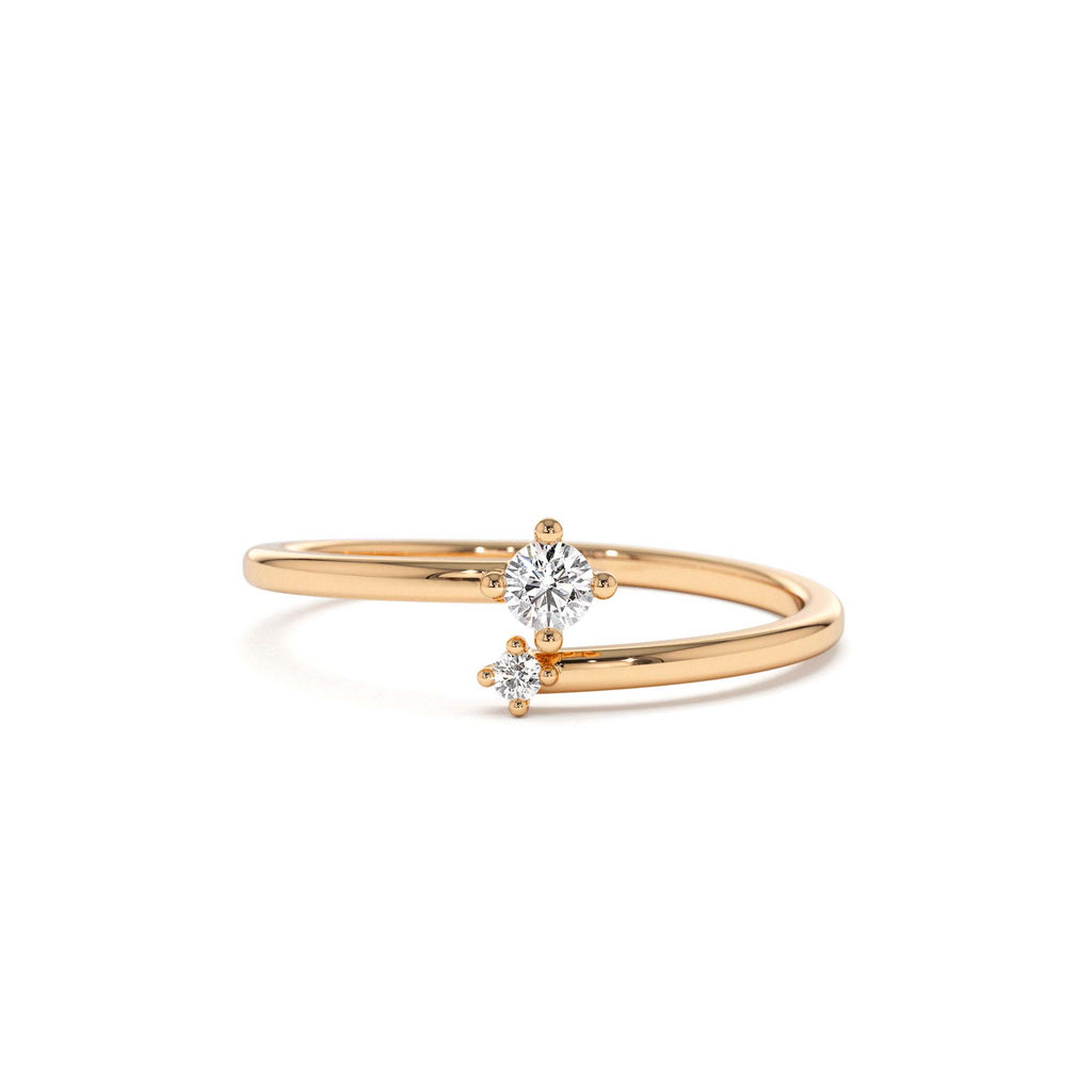 14K Petite Diamond Duo Ring - view 2