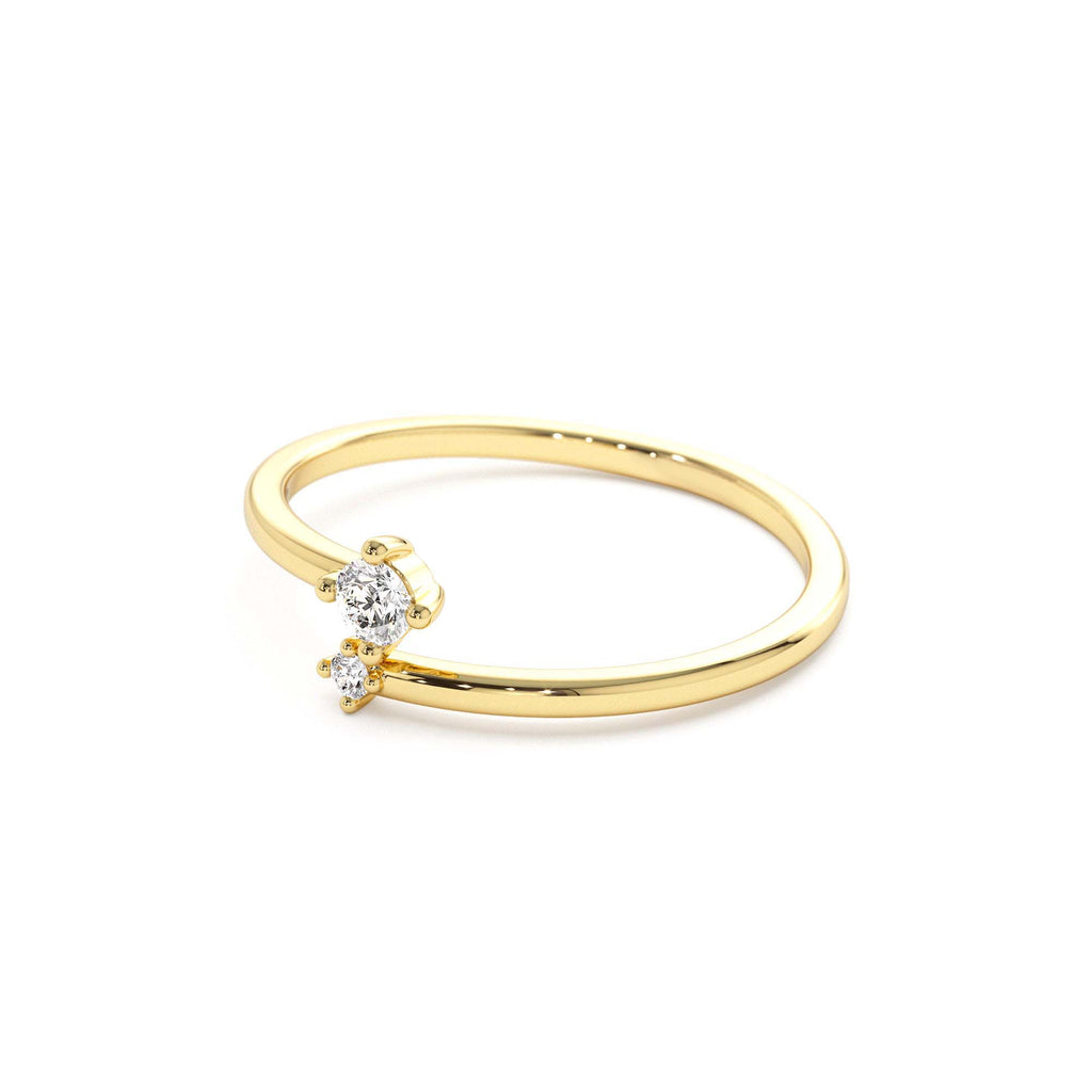 14K Petite Diamond Duo Ring - view 4