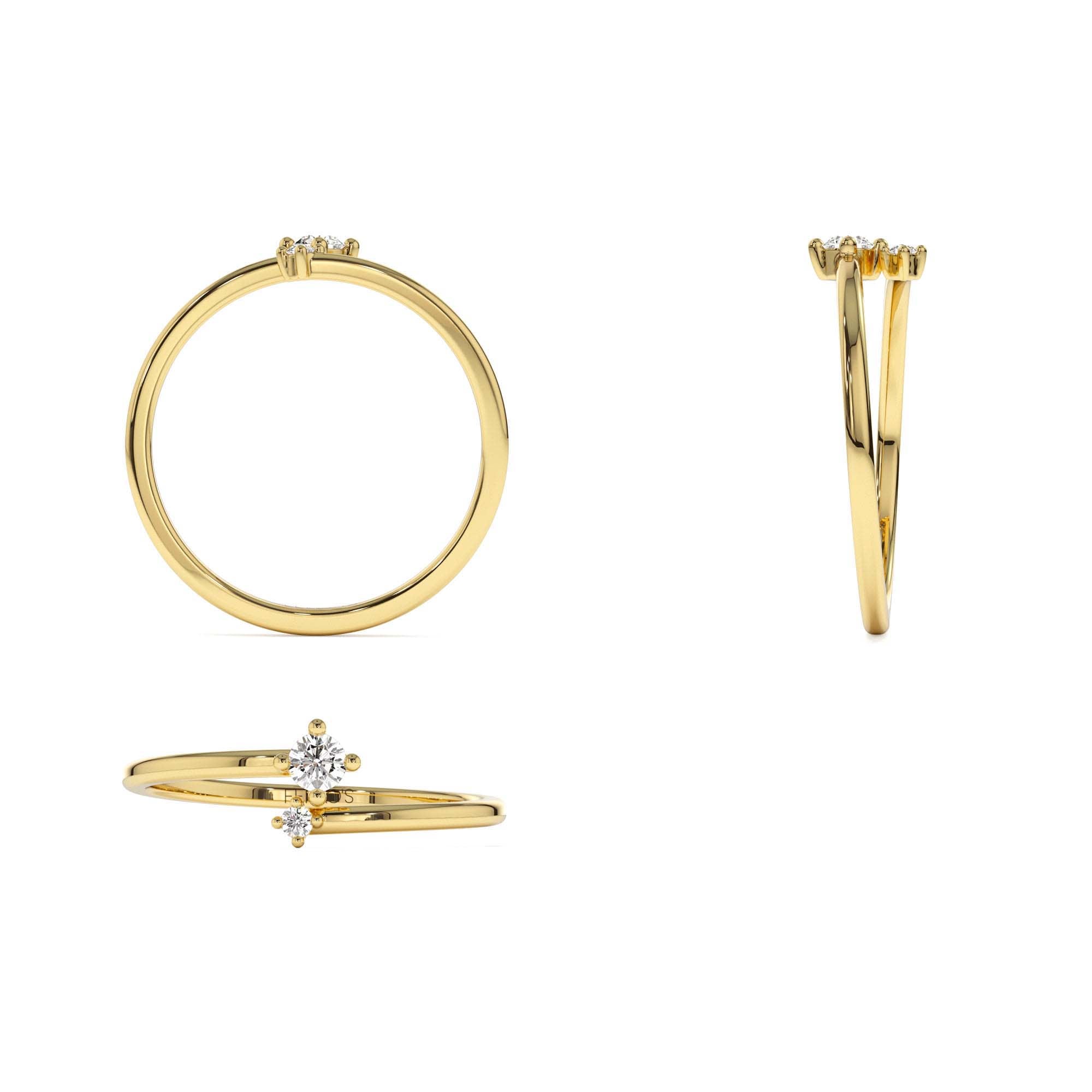 14K Petite Diamond Duo Ring - view 5
