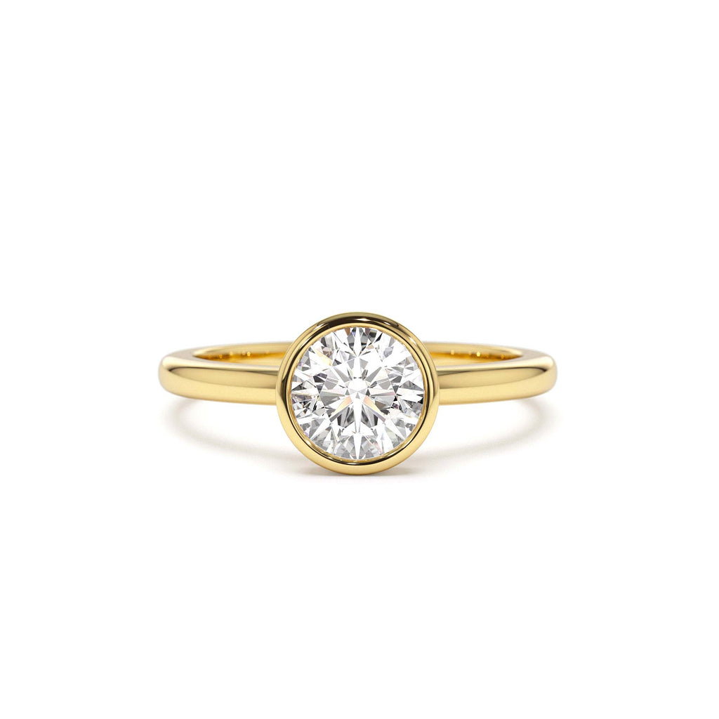 0.75 - 1.50 CTW 14K Bezel Setting Round Shape Lab Grown Diamond Engagement Ring by Orlina Fine