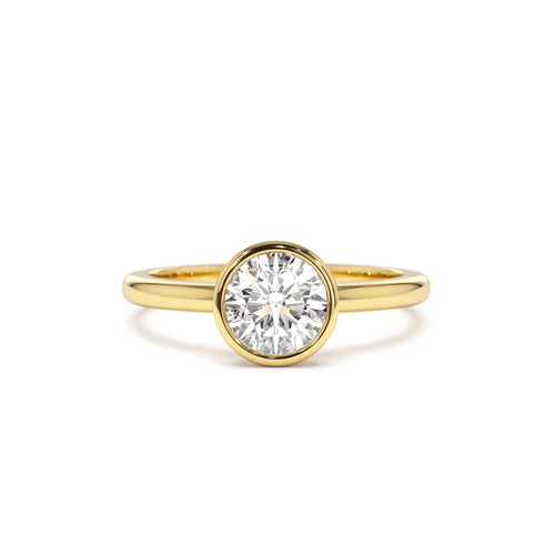 0.75 - 1.50 CTW 14K Bezel Setting Round Shape Lab Grown Diamond Engagement Ring by Orlina Fine