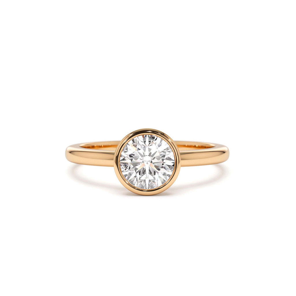 0.75 - 1.50 CTW 14K Bezel Setting Round Shape Lab Grown Diamond Engagement Ring - view 3