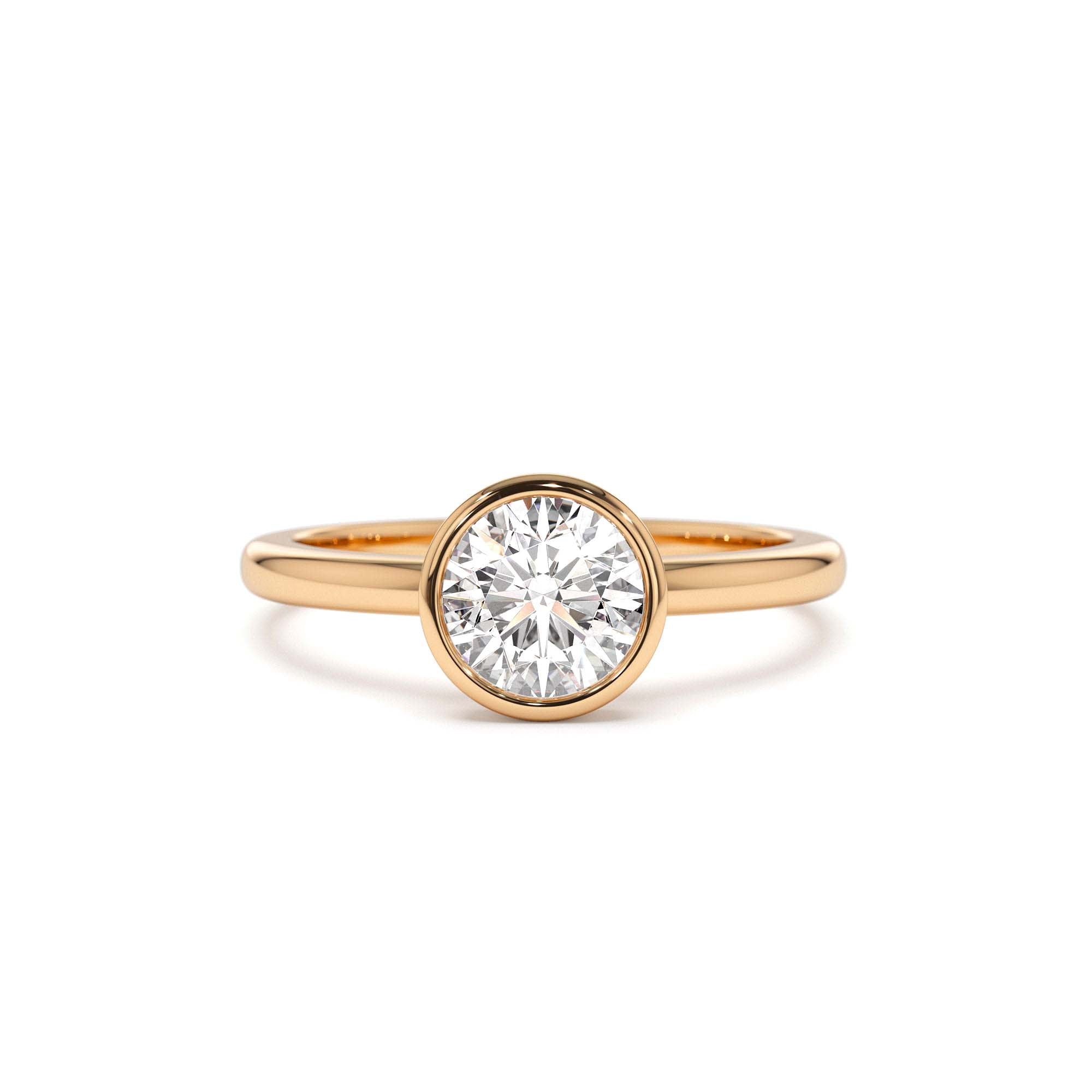 0.75 - 1.50 CTW 14K Bezel Setting Round Shape Lab Grown Diamond Engagement Ring - view 3