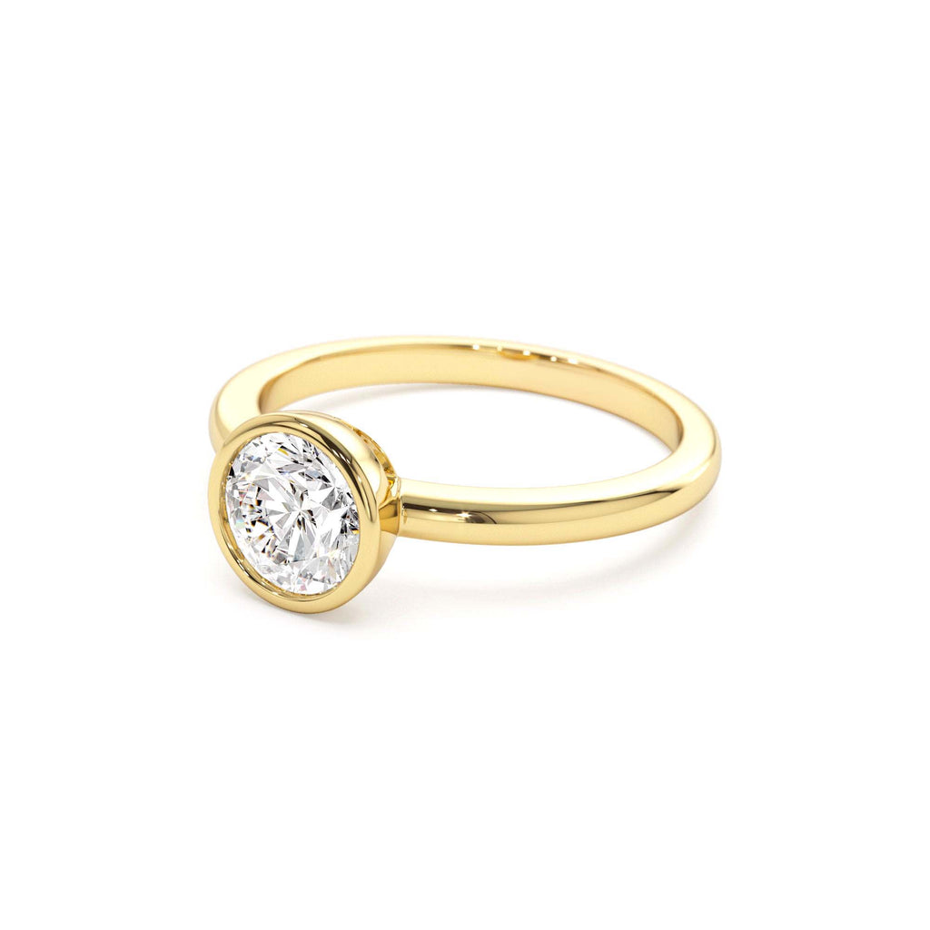 0.75 - 1.50 CTW 14K Bezel Setting Round Shape Lab Grown Diamond Engagement Ring - view 4