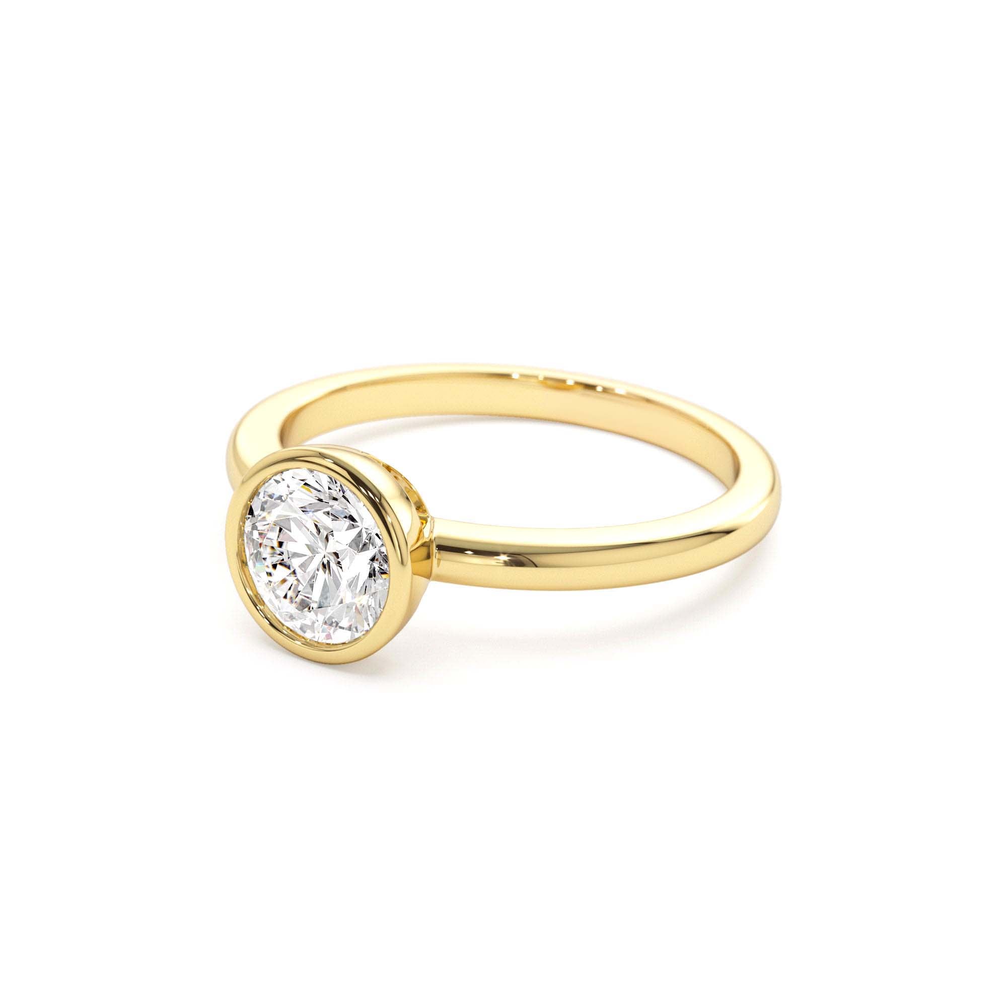 0.75 - 1.50 CTW 14K Bezel Setting Round Shape Lab Grown Diamond Engagement Ring - view 4
