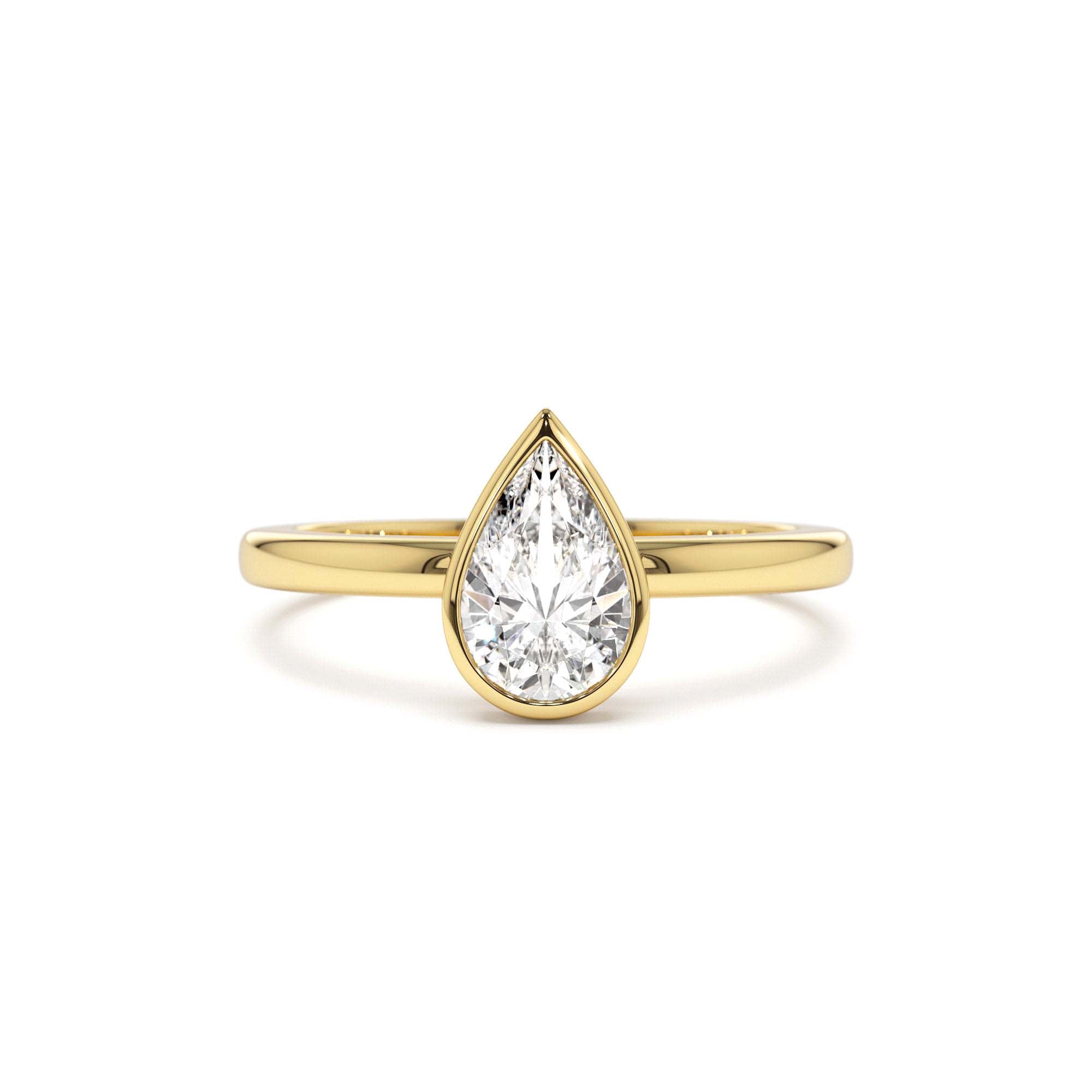 0.75 - 1.50 CTW 14K Bezel Setting Pear Shaped Lab Grown Diamond Engagement Ring by Orlina Fine