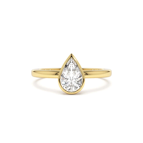 0.75 - 1.50 CTW 14K Bezel Setting Pear Shaped Lab Grown Diamond Engagement Ring by Orlina Fine