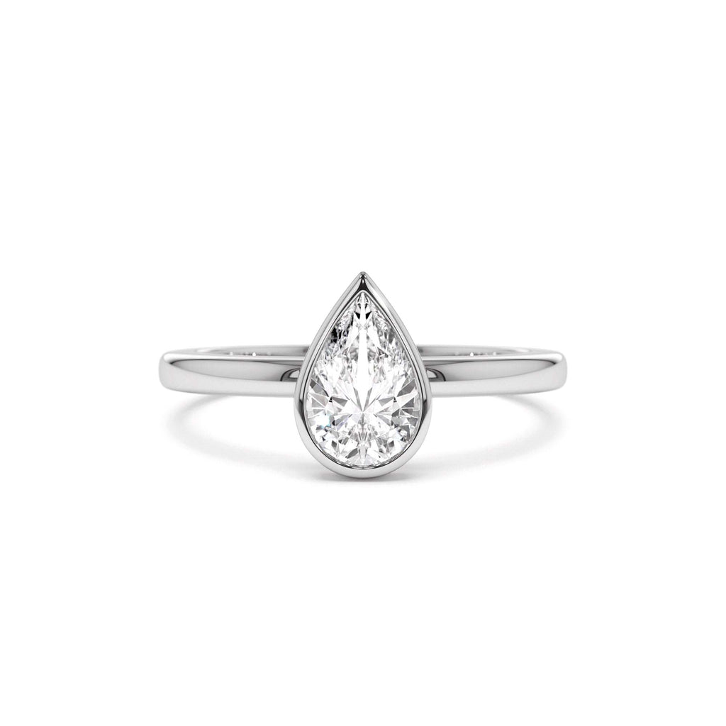 0.75 - 1.50 CTW 14K Bezel Setting Pear Shaped Lab Grown Diamond Engagement Ring - view 2